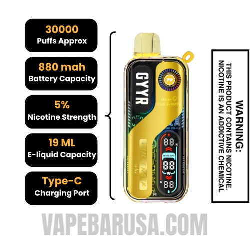 Mango ice GYYR X Wynn Bar Challenger 30K Vape Specifications