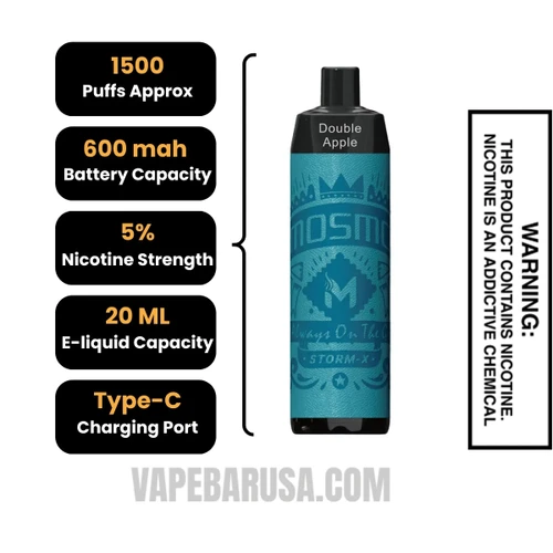 Double Apple MOSMO STORM X Mini 1500 Puffs Disposable Vape Specifications