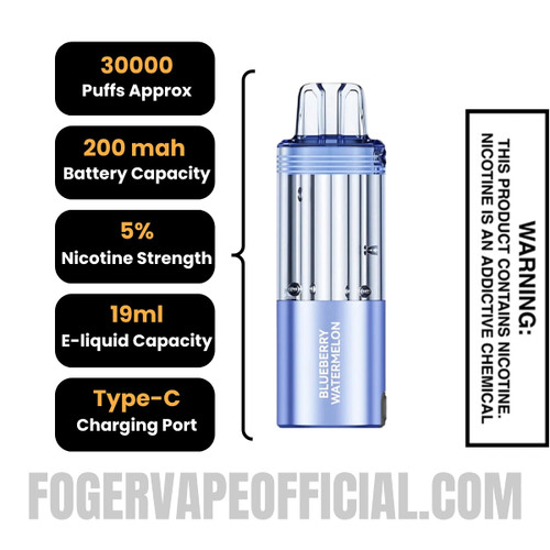 Blueberry Watermelon Foger Switch Pro 30K Disposable Pod Specifications
