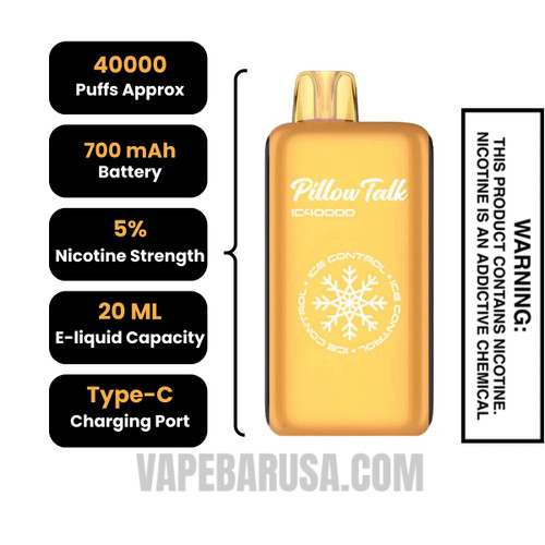 Peach Lemonade Pillow Talk IC40000 Disposable Vape Specifications