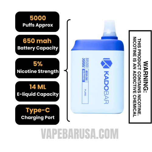 Pure Kado Bar BR5000 Disposable Vape Specifications 