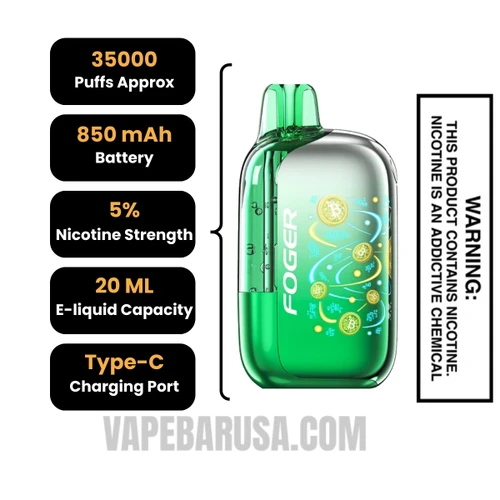Wintergreen Foger Bit 35K Disposable Vape Specifications