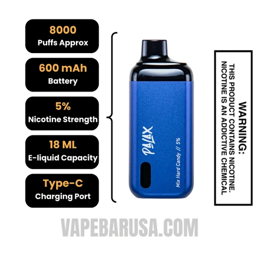 Mix Hard Candy Palax KC8000 Disposable Vape - Final Sale Specifications