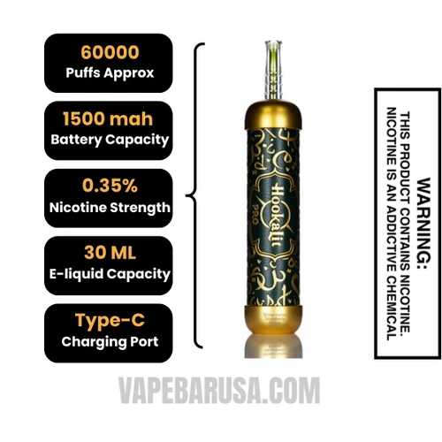Watermelon Strawberry Melon OLIT Hookalit Pro 60K Disposable Vape Specifications
