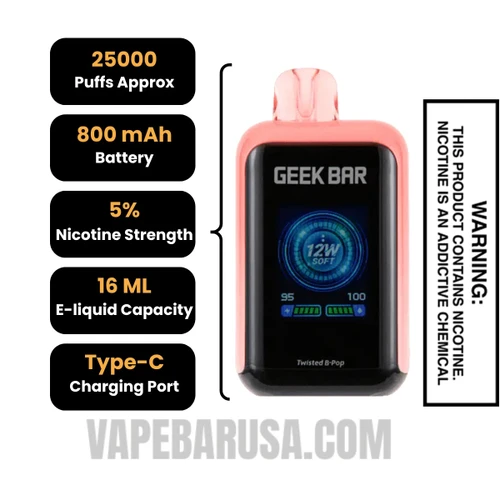 Twisted B-Pop Geek Bar Skyview Disposable Vape Specifications