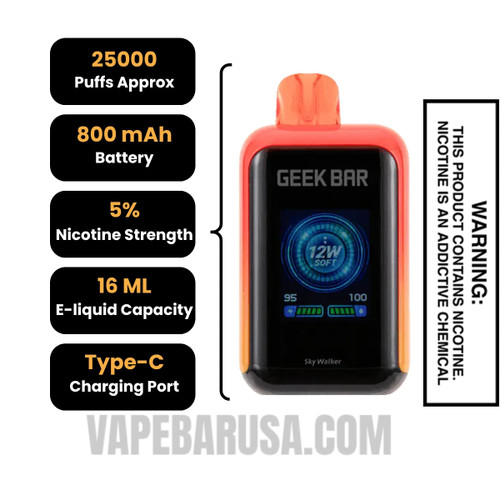 Sky Walker Geek Bar Skyview Disposable Vape Specifications