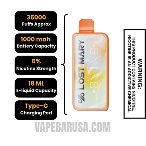 Half & Half Lost Mary MT35000 Turbo Disposable Vape Specifactions