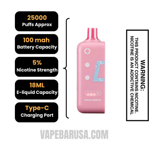 Peach Medley Off Stamp Ice Cube 25K Disposable Pod Specifications 