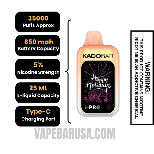 Pushin Peach Kado Bar i-Pro 35K Disposable Vape Specifications