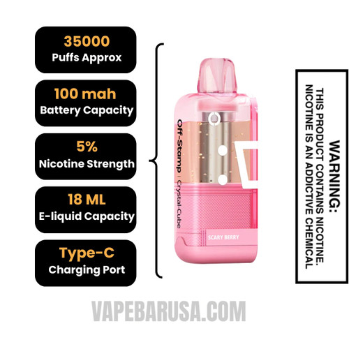 Scary Berry Off Stamp X Cube Crystal Cube 35K Vape Pod Specifications
