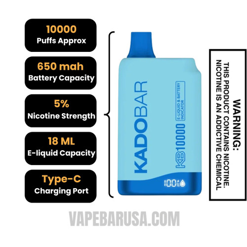 Blueberry Ice Kado Bar KB10000 Disposable Vape Specifications