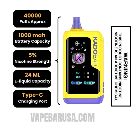 Blueberry Cheesecake Kado Bar NI40K Ice-Nic Control Disposable Vape Specifications