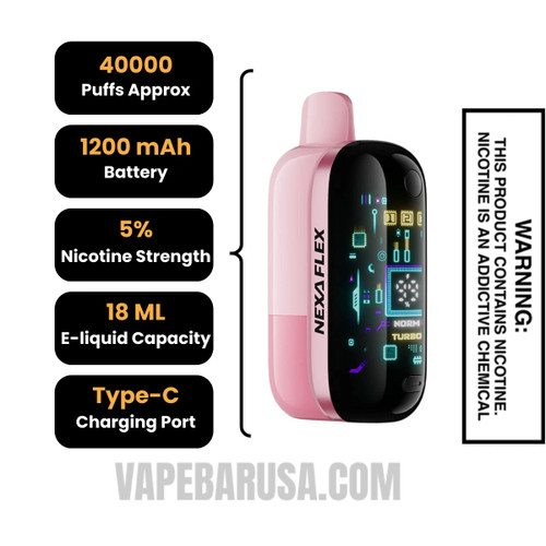 Strawberry Banana Nexa Flex 40K Disposable Vape Kit Specifications