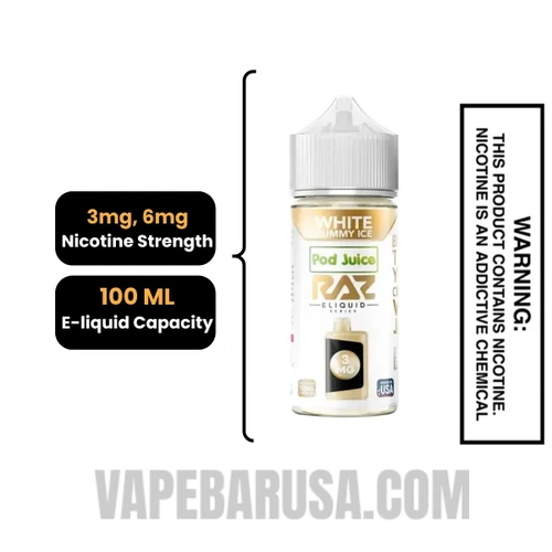 White Gummy Ice RAZ Vape Juice 100 ML Specifications