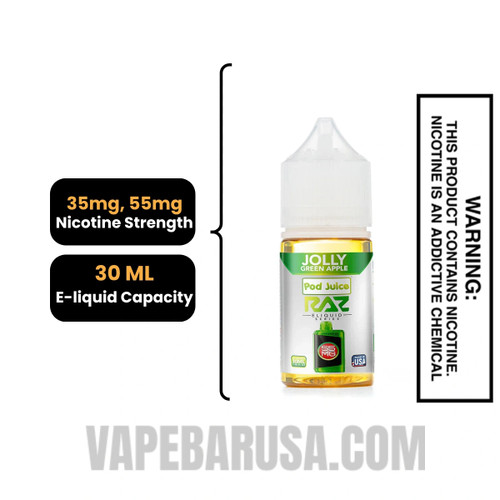 Jolly Green Apple Pod Juice X RAZ Salt Nic juice 30 ML Specifications