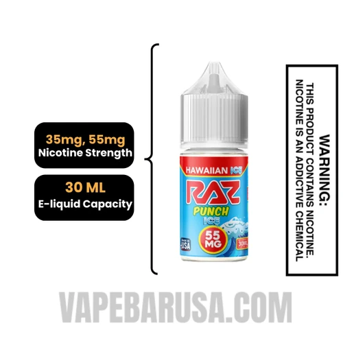 Hawaiian Ice RAZ Salt Nic Juice 30 ML Specifications