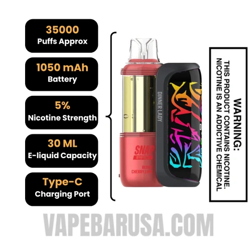 Berry Cherry Lime Dinner Lady Snap Pro 35K Disposable Vape Kit Specifications