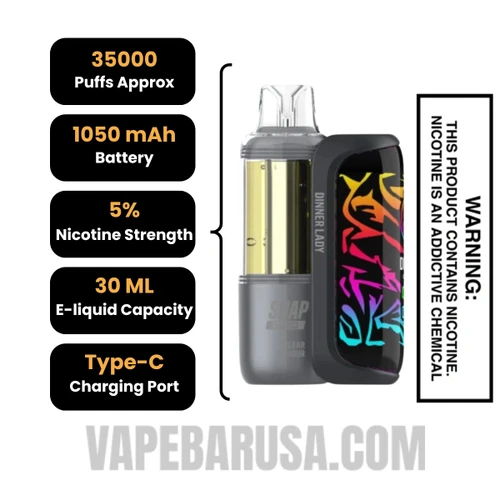 Clear Dinner Lady Snap Pro 35K Disposable Vape Kit Specifications