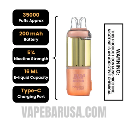 Peach Blue Slushy Dinner Lady Snap Pro Intense 35K Pre-filled Replacement Pod Specifications