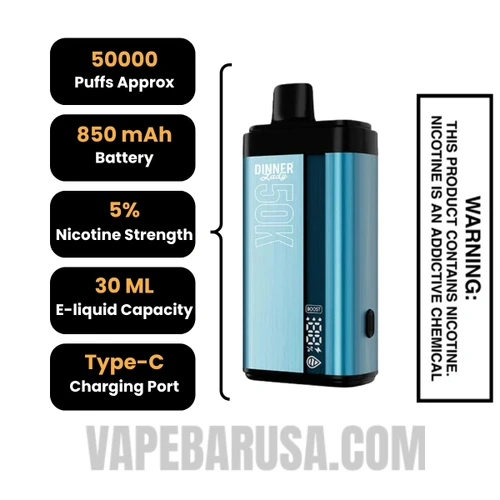 Mexico Mango x Pineapple Passion Guava Dinner Lady 50K Disposable Vape Specifications
