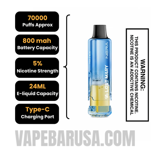 Pink & Blue Lost Mary Nera Fullview 70K Disposable Vape Pod