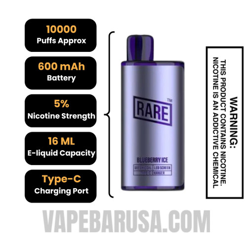 Blueberry Ice Rare Palm 10000 Disposable Vape Specifications