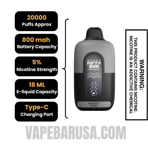 Banana Fresca Fifty Bar 20K Midnight Series Disposable Vape Specifications