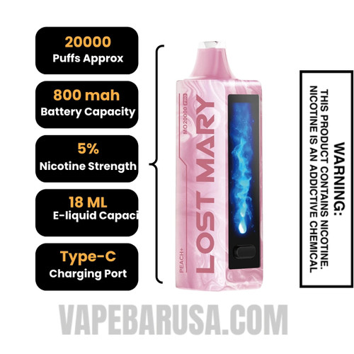 Peach+ Lost Mary MO20000 Disposable Vape Specifications