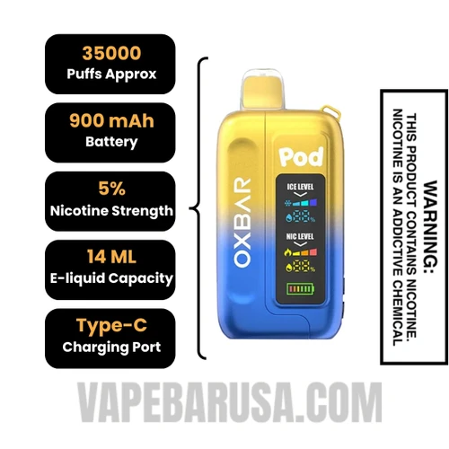 Milk Berry Crunch OXBAR Ice-Nic Control 35K Disposable Vape Specifications