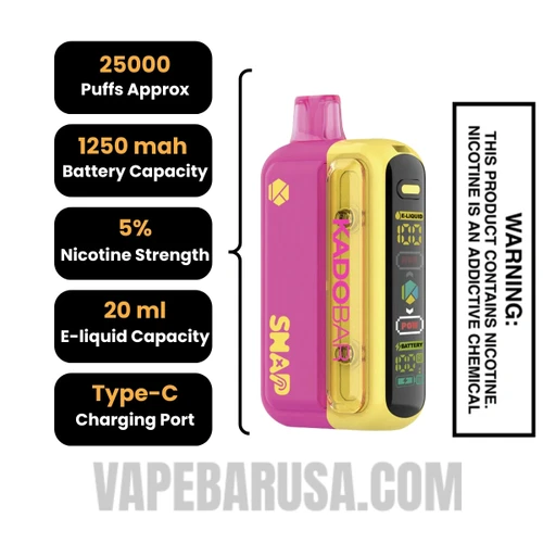 Lime Berry Orange Kado Bar Snap 25K Disposable Vape Kit Specifications