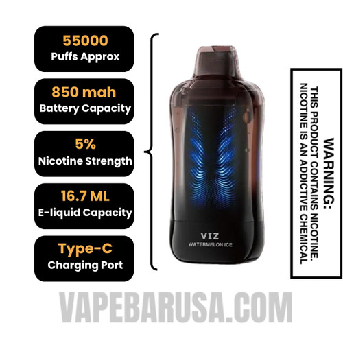 Watermelon Ice Lost Mary VIZ 55K Disposable Vape Specifications