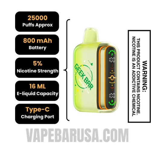Sour Apple Ice Geek Bar Pulse 2 Disposable Vape Specifications