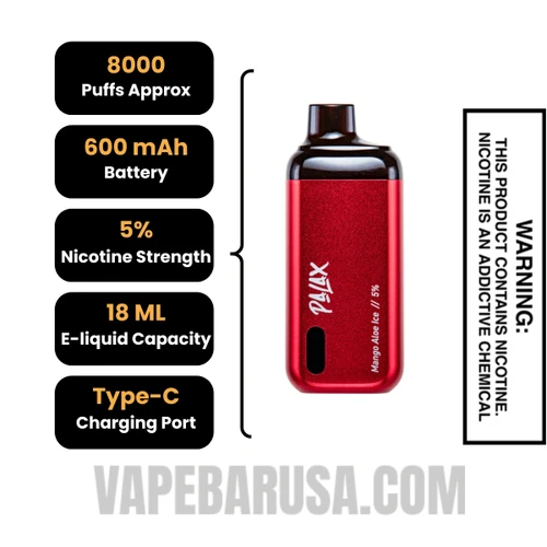 Mango Aloe Ice Palax KC8000 Disposable Vape Specifications