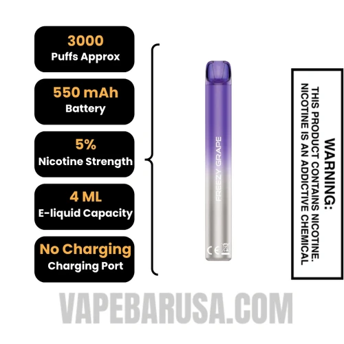 Freezy Grape Voom Mesh 3000 Puffs Disposable Vape Specifications