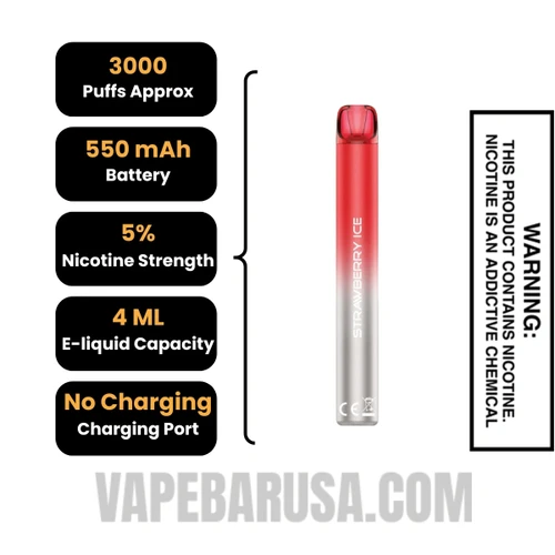 Strawberry Ice Voom Mesh 3000 Puffs Disposable Vape Specifications