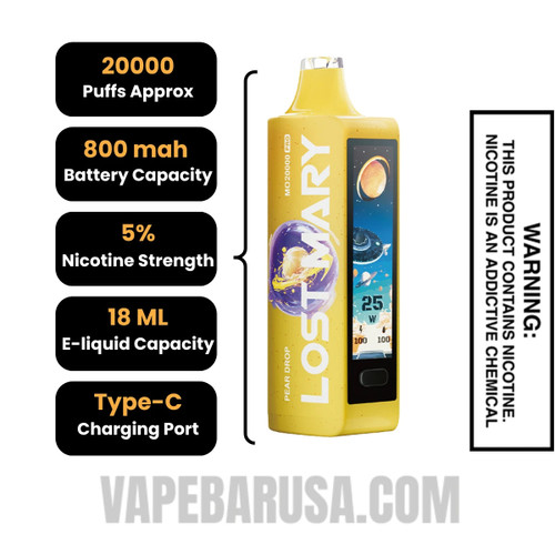 Pear Drop Lost Mary MO20000 Disposable Vape Specifications