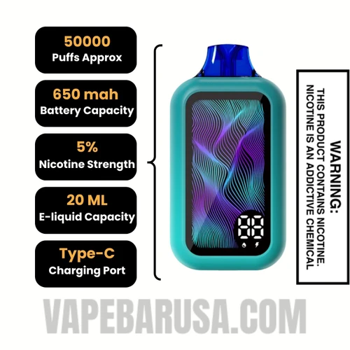 Aloe Grape Nixa Bar 50K Disposable Vape Specifications