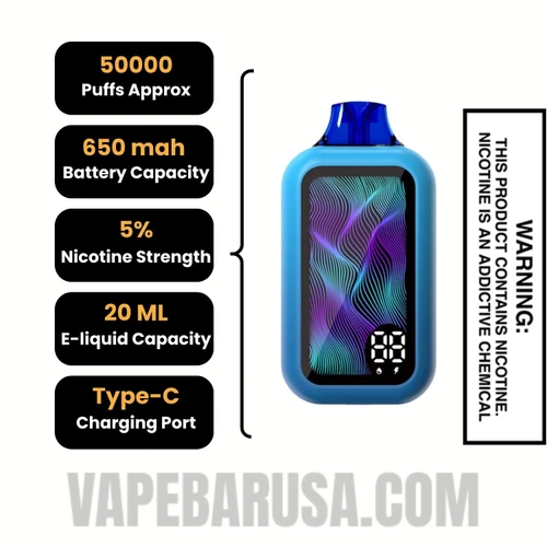 Blue Razz Ice Nixa Bar 50K Disposable Vape Specifications