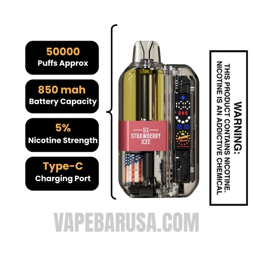 Strawberry Ice American Standard 50K Disposable Vape Kit Specifications