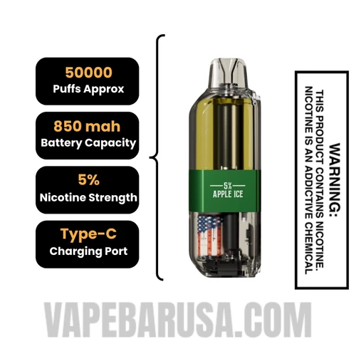 Apple Ice American Standard 50K Disposable Vape Pod  Specifications