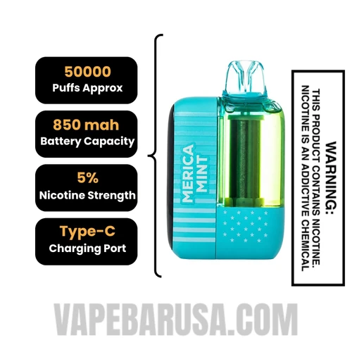 Merica Mint American Standard This Bar 50K Disposable Vape Specifications