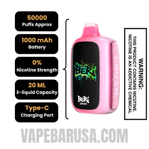 Triple Berry Beri Crush 50K Zero Nicotine Disposable Vape Specifications
