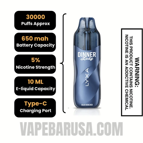 Blue Rancher Dinner Lady LYXA 30K Disposable Vape Specifications
