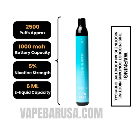 Caribbean Breeze Esco Bar 2500 Puffs Disposable Vape Specifications