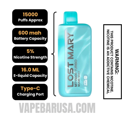 Miami Mint Lost Mary MT15000 Disposable Vape Specifications