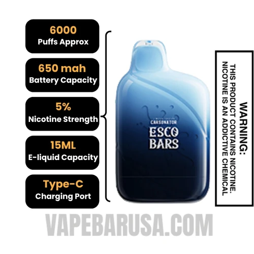 Black Dragon Ice Esco Bars 6000 Puffs Disposable Vape Specifications