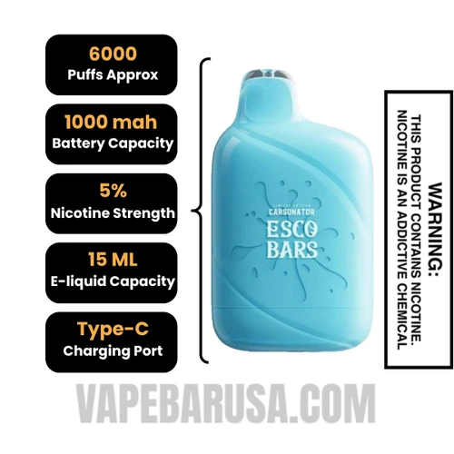 Ocean Mist Esco Bars 6000 Puffs Disposable Vape Specifications