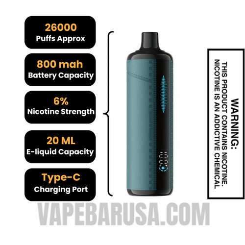 Blue Razz Lemonade Lost Mary x Urban Tale E Hookah Disposable Vape Specifications