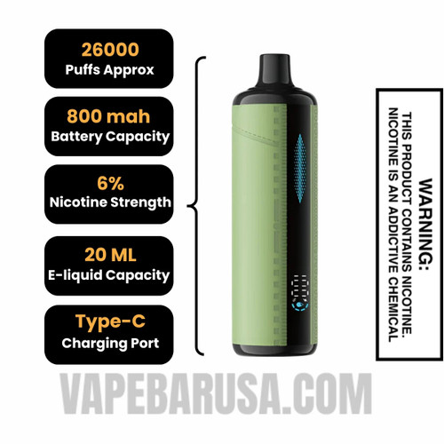 Mint Freeze Lost Mary x Urban Tale E Hookah Disposable Vape Specifications