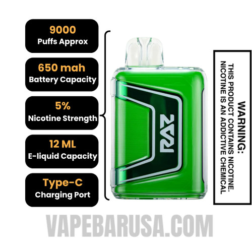 Cactus Jack RAZ TN9000 Disposable Vape Specifications